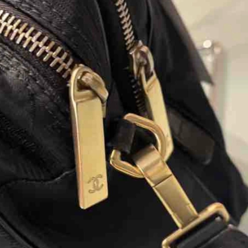 Black Chanel New Travel Line Nylon 2way Small Purse